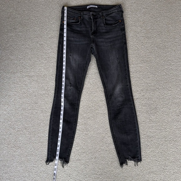 Zara Black Washed Jeans Distressed Size 6 - Picture 7 of 10